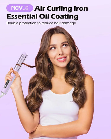 Airflow Curling Iron for Lasting Curls -Ceramic Flat Iron Hair Straightener and Curler 2 in 1, Anti-Scald Curling Wand 1.25 Inch