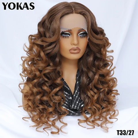 24 Inch Synthetic Lace Front Wigs For Afro Women Curly Afro Lace Front Wigs for Black Women High Temperature Fiber Wigs