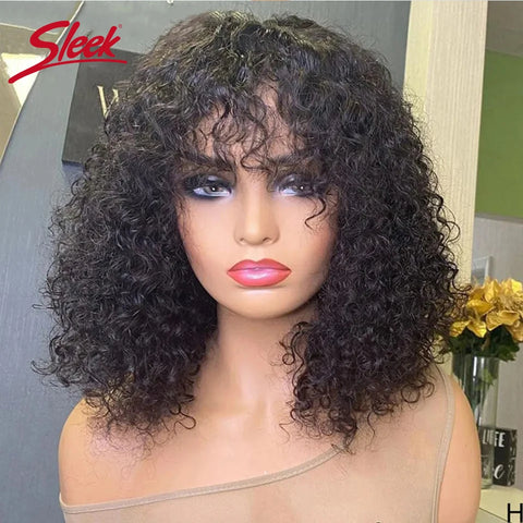 Sleek Jerry Curl Short Pixie Cut Bob Brazilian P4/27 Human Hair Wigs With Bang Natual Black Remy Highlight P1B/30 Ombre T1B/33