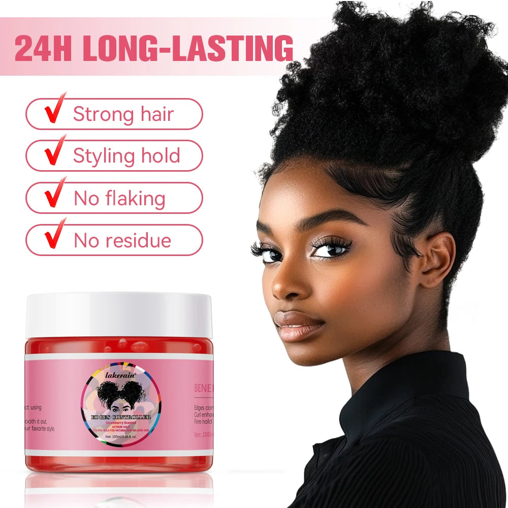 Strong Edge Control Hair Gel Thick Edges Wax Styling Gel Non-Greasy Non-Flaking No White Cast Long Lasting Supports All Hair Typ