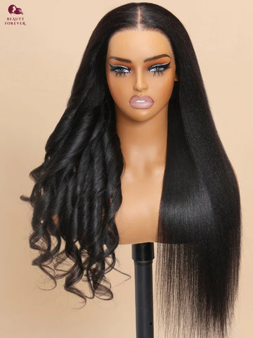 Beautyforever NEW Elastic Drawstring Glueless Human Hair Wig Yaki Straight 7x5 Bye Bye Knots Wear and Go Glueless Wig Raw Hair