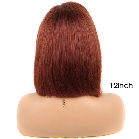 Reddish Brown Bob Human Hair Wig 13x4 Transparent Short Straight Lace Front Wigs Human Hair Pre Plucked #33 Bob Wigs for Women