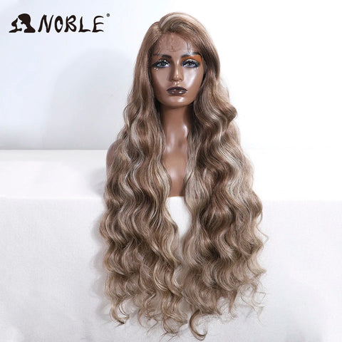 Noble Synthetic Lace Front Wig Long Wavy Side Part Body Wavy Lace Front Wig For Women Lace Front Wig Ombre Blonde Cosplay Wig