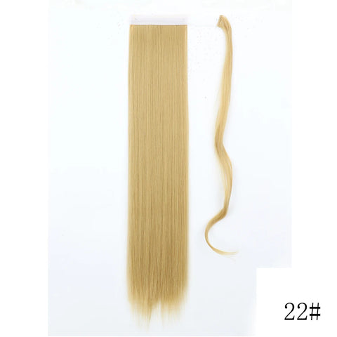 LISI GIRL Synthetic Hair 22''34'' Long Straight Ponytail Wrap Around Ponytail Clip in Hair Extensions Black Hairpiece Headwear