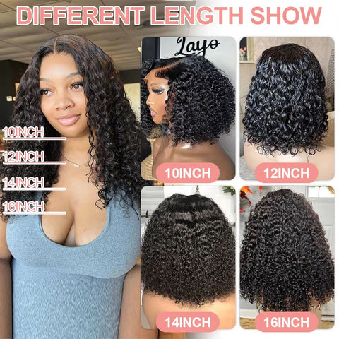 Short Curly Bob Wigs Human Hair 250% Glueless Brazilian Closure Frontal Wigs Without Glue Pre Cut Lace Wigs For Women On Sale