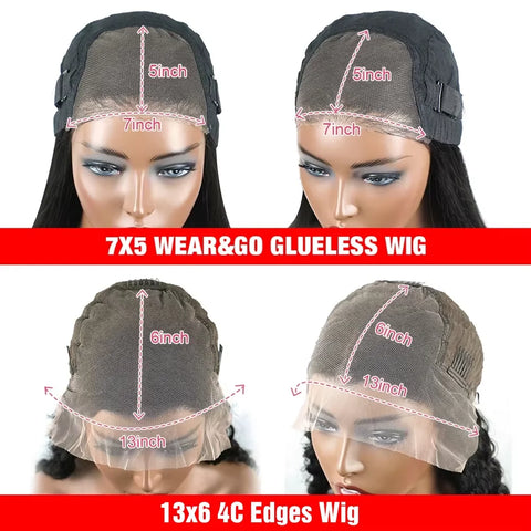 300% Kinky Curly Glueless Wigs Human Hair 4C Edges Afro Curly 13x6 Lace Frontal Wig Pre Cut 7x5 HD Lace Closure Wigs For Women