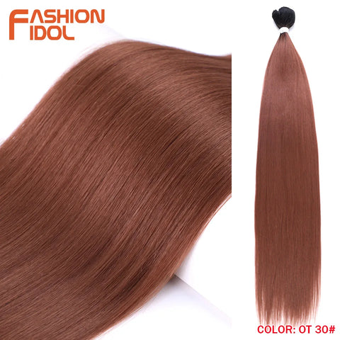 Yaki Straight Hair Extension Salon Natural Synthetic Hair Bundles Colorful High Temperature Fiber Ombre Blonde Fake Hair