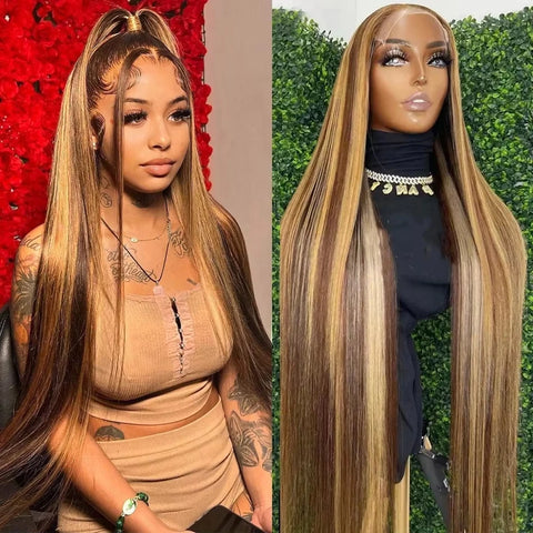30 36 Inch Highlight Wig Human Hair 13x6 Hd Lace Frontal Wig 250 Density Ombre Blonde Deep Wave Brazilian Water Wave Curly Wigs