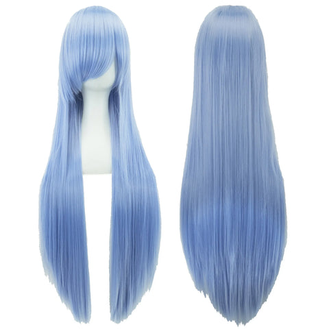 Soowee Long Synthetic Hair White Purple Cosplay Wigs Party Black Hair Straight Wig Hairpiece for Women