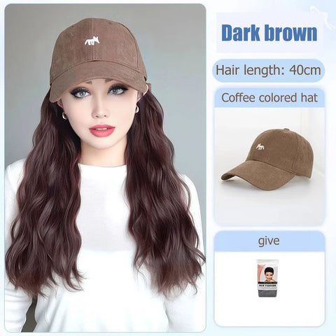 Synthetic12/16/18inch duckweave cap straight hair inward wig baseball capwater wave wig extensions ponytail daily Christmas