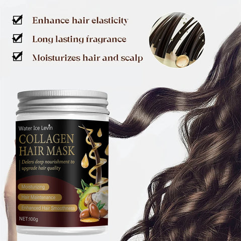 Water Ice Levin Collagen Hair Mask – Shea Butter, Olive Oil, Coconut Oil Deep Nourishment, Moisturizing, Enhanced Smoothness.