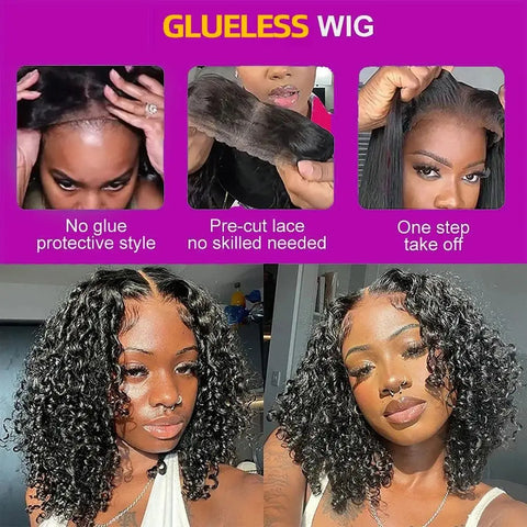 Glueless Bob 7x5 13x4 Glueless wigs human hair Wig Deep Wave 13x6 HD Lace Frontal Wig Glueless Human Hair  Front Curly For Women