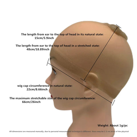2pcs/bag Transparent HD Wig Cap Invisible and Sheer Breathable Ultra-thin Stretchy Stocking Caps for Lace Front