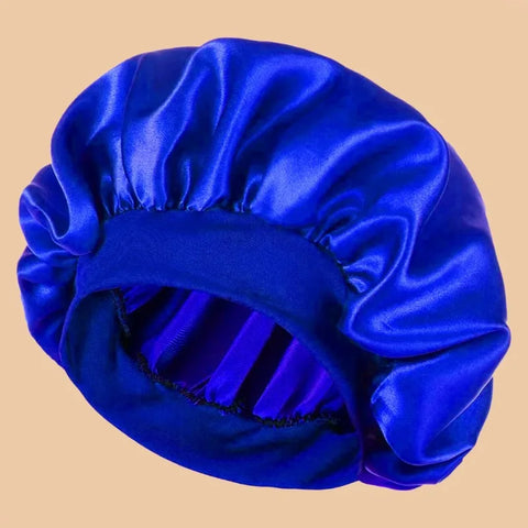 1pc Women's Solid Color Satin Wide-Brimmed Shower Cap, Suitable for Daily Use Silk Bonnet Satin Bonnet Shower Cap
