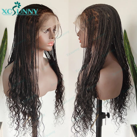 Full Lace Twist Braid Wig Human Hair Micro Twist Wig With Curly Ends Baby Hair Pre Plucked Hairline For Women