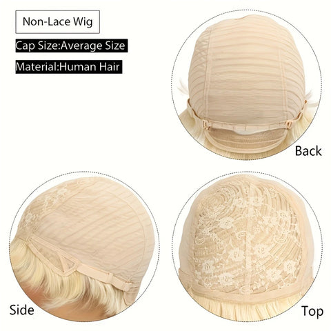 6inch 613 Blonde Color Remy Hair Wig Machine Made Human Hair Wigs 150% Density Short Straight Pixie Cut Human Hair Wig