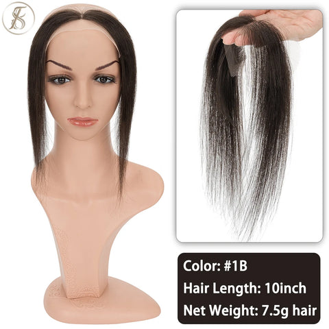 TESS Women Topper Human Hair 10inch Natural Hairline Hair Patch Hair Loss Hand Hook Lace Single Knot Hair Invisible Hairpiece