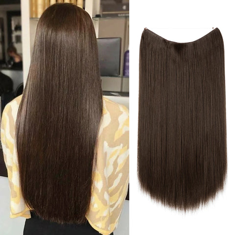 SARLA Synthetic No Clip Hair Extension Ombre Natural Fake False Long Straight Hairpiece Blonde Hair For Women