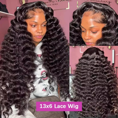Loose Wave 13x6 Lace Front Human Hair Wig 30 40 Inches Brazilian Water Deep Wave 13x4 HD Lace Frontal Wig Curly Wigs For Women