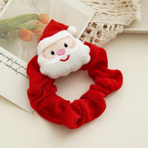 1PC Christmas Velvet Scrunchies Santa, Reindeer&Gift Designs, Cute Hair Ties For Holiday Parties, Festive Hair Accessories