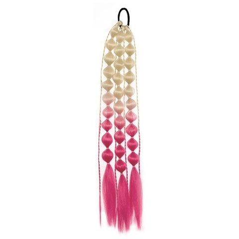 1Pc Synthetic Hair Wig Ponytail Extension Hairpieces Pink Long Lantern Bubble Braid Kinky Straight Women Girl Halloween Costume