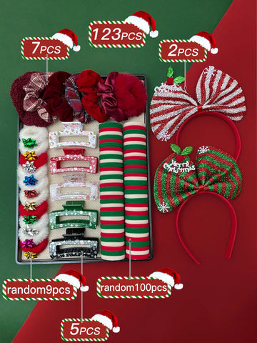 123pcs Elegant Christmas Hair Accessories Set for Women Fashionable Hair Decorations Ideal Christmas Gift