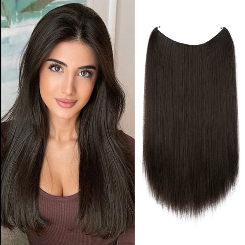 SARLA Synthetic No Clip Hair Extension Ombre Natural Fake False Long Straight Hairpiece Blonde Hair For Women