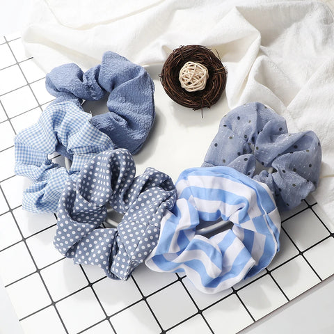 5Pcs/Lot Girl Pink Red Hair Band Accessories Fashion Large Hair Ties Solid Color Elastic Scrunchies For Women Ponytail Hairstyle