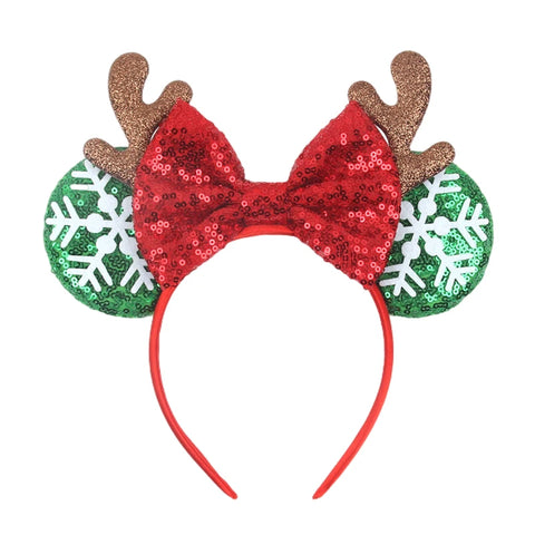 2024 New Christmas Mickey Minnie Mouse Headband Women Disney Ear Hairband Kids Xmas Party Hair Accessories Hot Festival Cosplay