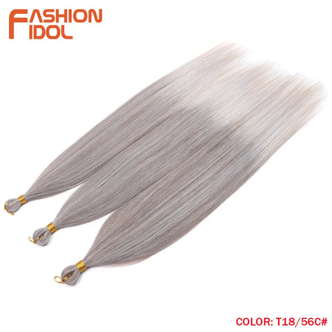 28 Inch 3PCS 300g Yaki Straight Pony Hair Bundles Crochet Braids Hair Synthetic Braiding Hair Ombre Brown Crochet Hair Extension