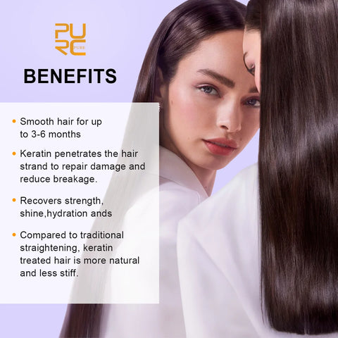 PURC Brazilian Keratin Hair Treatment Formalin Professional Straightening Smoothing Curly Hair Frizz Dry Repair Cream Hair Care