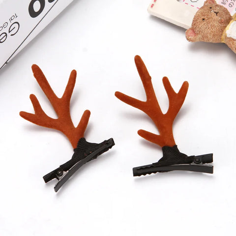2pcs Christmas Reindeer Antlers Hair Clips Cute Deer Antlers Headbands Deer Ears Hairpins Christmas Hair Accessories