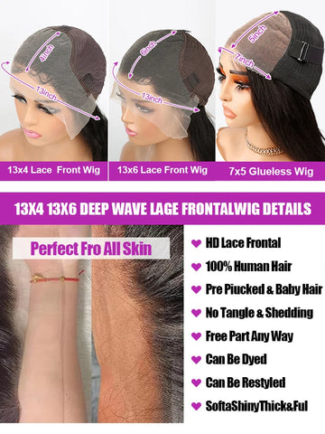 40 50 Inch 13x4 13x6 Body Wave HD Lace Frontal Human Hair Wigs For Women 7x5 Glueless Hd Lace Front Wig PrePlucked 300% Density