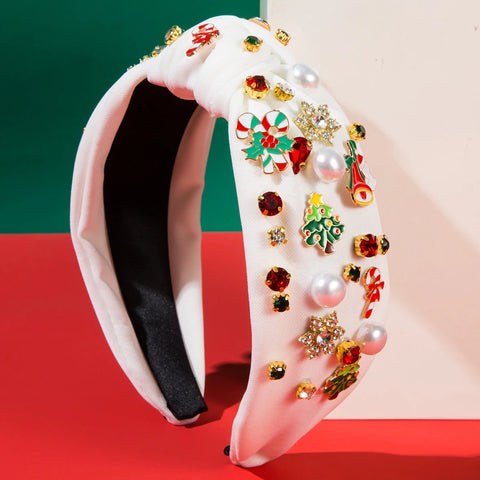 2024 Amazon Cross border European and American Christmas Pearls and Diamonds Santa Claus Accessories Trendy Holiday Headbands