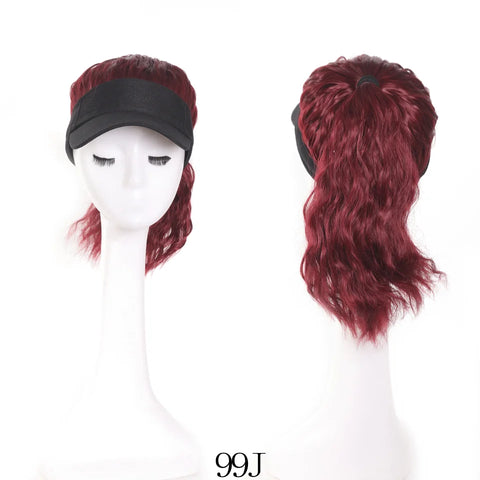 High Temperature Fiber Synthetic Curly Wave Ponytail Wig with Adjustable Buckle Net Baseball Cap - Sporty  for All People