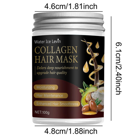 Water Ice Levin Collagen Hair Mask – Shea Butter, Olive Oil, Coconut Oil Deep Nourishment, Moisturizing, Enhanced Smoothness.