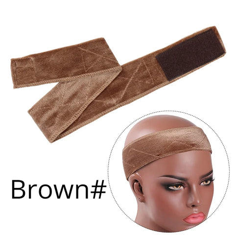 5.5cm Width Non-slip Wig Grip Headband Soft Velvet Hair Band For Fastern Wig Adjustable Wig Band For Women Black Scarf Head 1Pcs