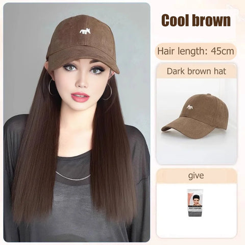 Synthetic12/16/18inch duckweave cap straight hair inward wig baseball capwater wave wig extensions ponytail daily Christmas