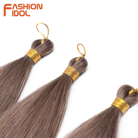28 Inch 3PCS 300g Yaki Straight Pony Hair Bundles Crochet Braids Hair Synthetic Braiding Hair Ombre Brown Crochet Hair Extension