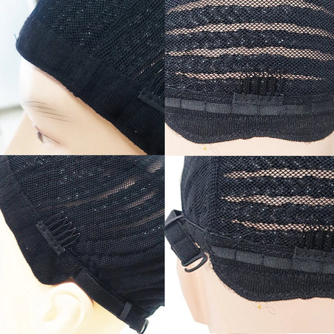 Breathable braided crochet hair braid wig cap for stable synthetic wigs (black), easy to sew braided wig cap