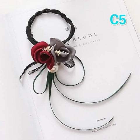 Women Elegant Flower Big Pearls Hair Curls Bun DIY Hair Style Donut Maker Ribbon Lady Fashion Hair Making Tool Accessories