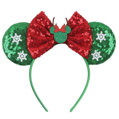 2024 New Christmas Mickey Minnie Mouse Headband Women Disney Ear Hairband Kids Xmas Party Hair Accessories Hot Festival Cosplay