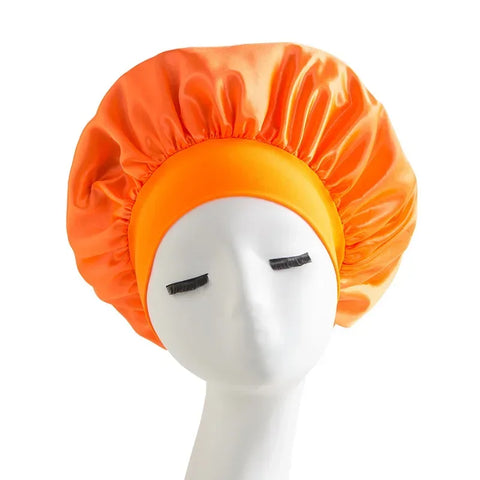 New Satin Wide Brim Nightcap Silky Bonnet Hair Wrap for Sleeping Sleep Cap with Elastic Soft Band Styling Cap Hair Wrapping Tool