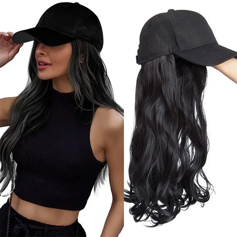 Duck cap wig cap one female long hair one piece wave synthetic fiber high temperature silk full head cover