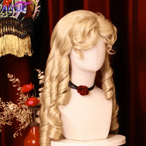 XIYUE Synthetic Long Straight Lolita Wig with Bang Red Ombre Black Cosplay Party Halloween Christmas Wavy Curly Harajuku Wig