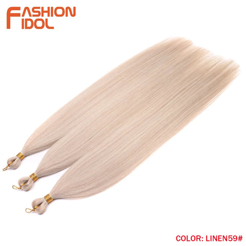 28 Inch 3PCS 300g Yaki Straight Pony Hair Bundles Crochet Braids Hair Synthetic Braiding Hair Ombre Brown Crochet Hair Extension