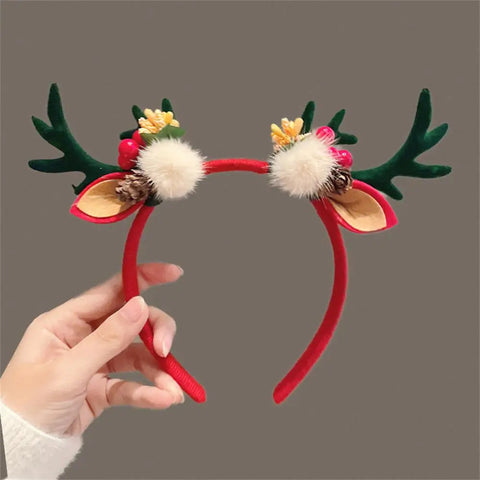 Christmas Hair Hoop Antler Christmas Headwear Hair Band Fashion Red Winter Plush Cute Headband Hair Clip New Hair Accessories