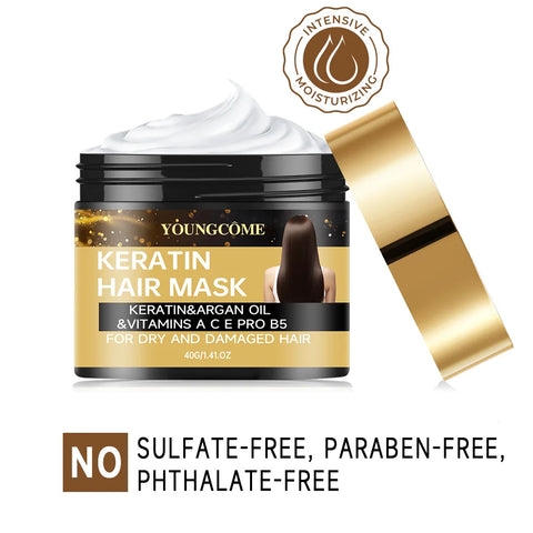 YOUNGCOME Keratin Hair Care Mask Deep Nourishing Moisturizing Repair Dry Frizz Damaged Conditioner Smoothing Long-Lasting Shine