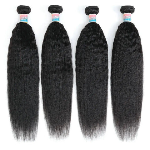 Kinky Straight Human Hair Bundles 8-30 Inch Hair Weave Remy Hair Extensions Yaki Straight Hair 1/3/4 Bundles Wholesale Vendor