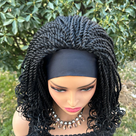 Short Twist Braided Headband Wigs 12Inch Synthetic Braided Wig for Black Women Crochet Twist Box Braids Hair Wigs Extension